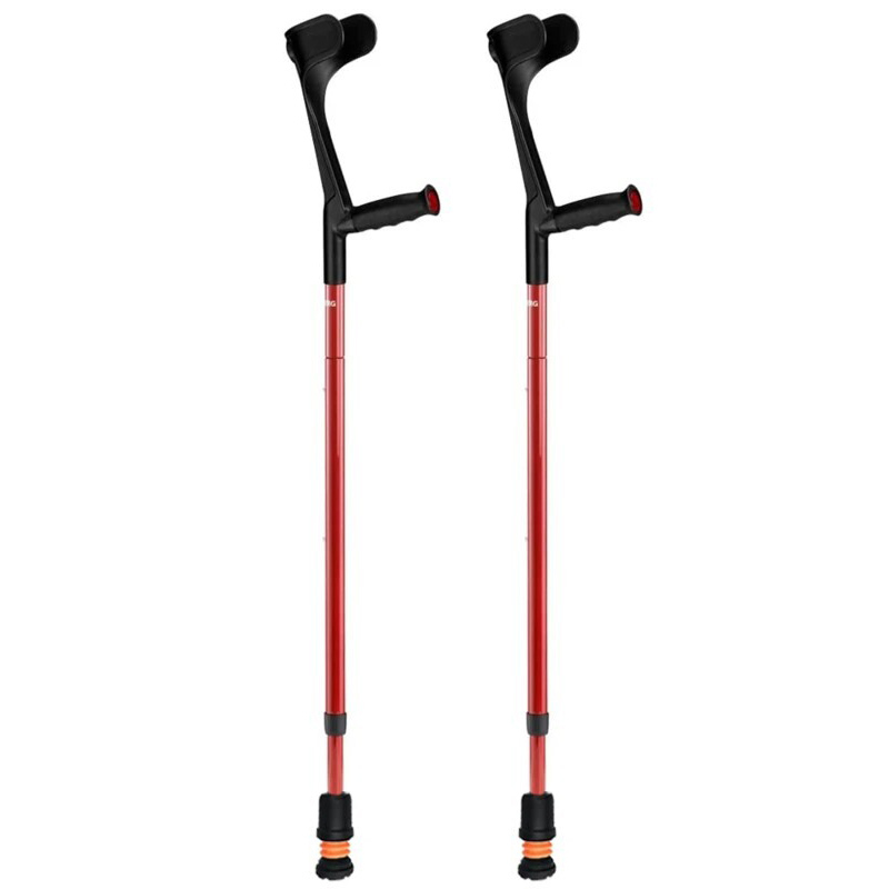 Flexyfoot Carbon Fibre Soft Grip Open Cuff Red Folding Crutches (Pair)